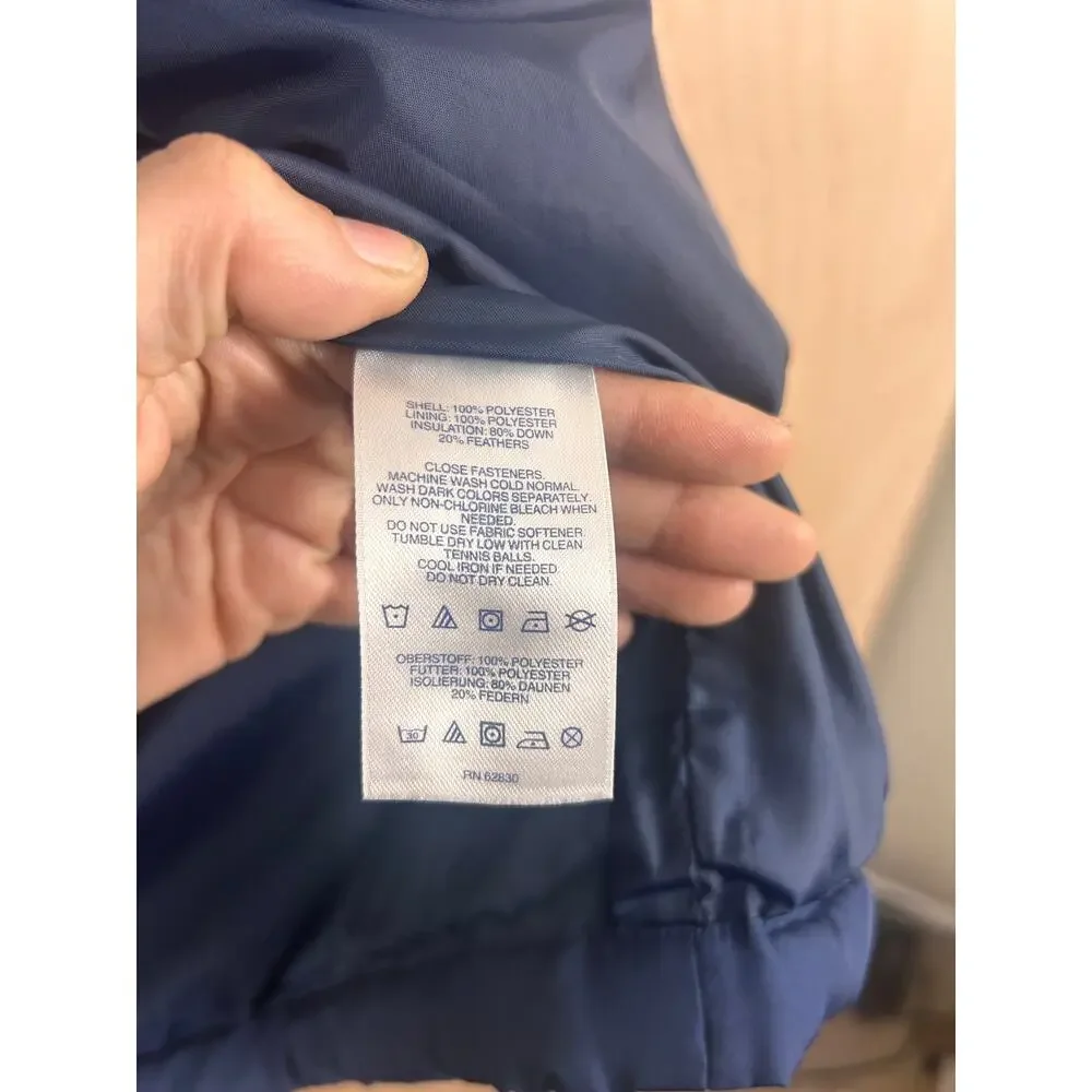 Lands’ End‎ Men’s Blue Down Puffer Vest Size L Full Zip Cold Weather